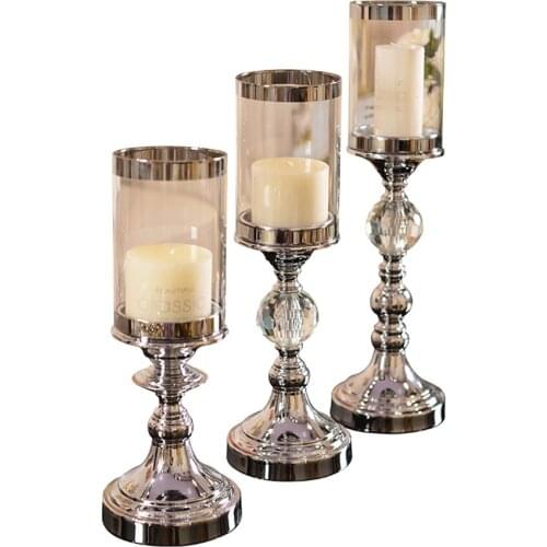 Vintage Gold Candle Holders Meatl Home Decor Glass Candlestick Wedding Decoration Candle Stand Swieczniki Tea Light Holder Gift