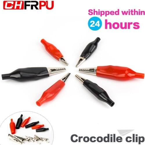 10PCS Metal Crocodile clip Electrical test probe insulation Plastic sheath Red Black Car emergency connector crimps for wires