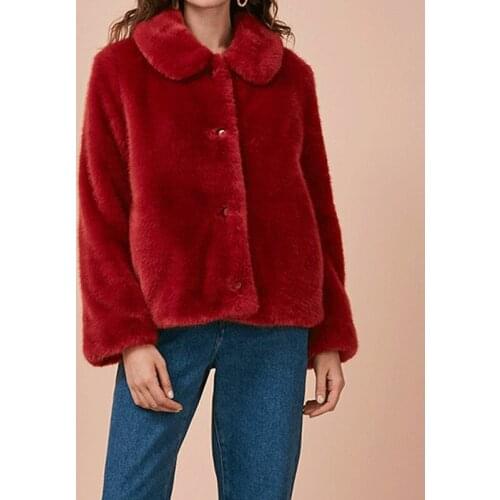 Winter Warm Faux Fur Coats Jackets Women Furry Fake Fur Cropped Jacket Turn Down Collar Button Cardigan Overcoat