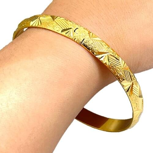 1Pcs Copper Gold Color Dubai Bangles For women bridal African Bangles Bracelets Gold wedding gifts Ethiopian Bangles jewellery