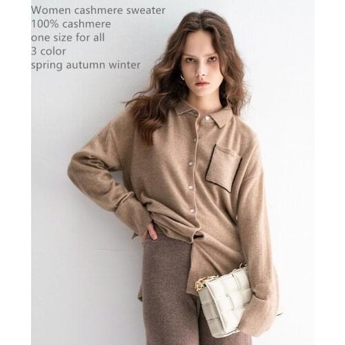 Naizaiga 100% cashmere turn down collar long sleeve spring autumn beige white camel Women Cardigans Girl POLO Sweater, ZRFS310