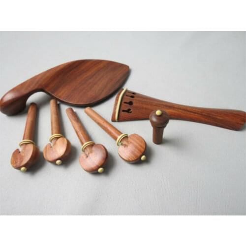 2 sets 4/4 violin rosewood &boxwood parts accessories tail piece chinrest endpin 4 pegs