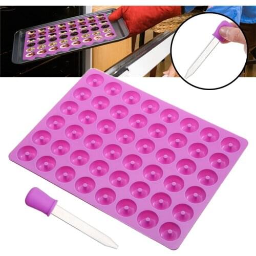 48 Holes Silicone Donut Chocolate Mold Jelly Candy Cake Mould Ice Cube Drop Gel Mold Tray Kitchen Bakeware Random Color