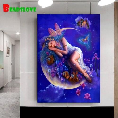 5d diamond painting Chang'e Fairy Yutu Moon diy full square drill round diamond mosaic DIY rhinestone painting home decor B56