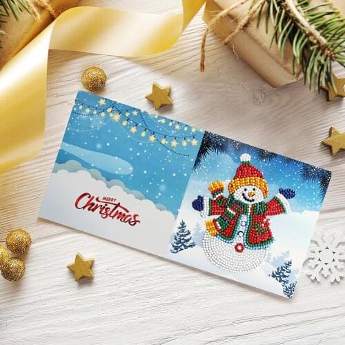 8pcs DIY Christmas Cards Special Shaped Diamond Painting Santa Claus Snowman Elk Pattern Resin Diamond Handmade Crafts