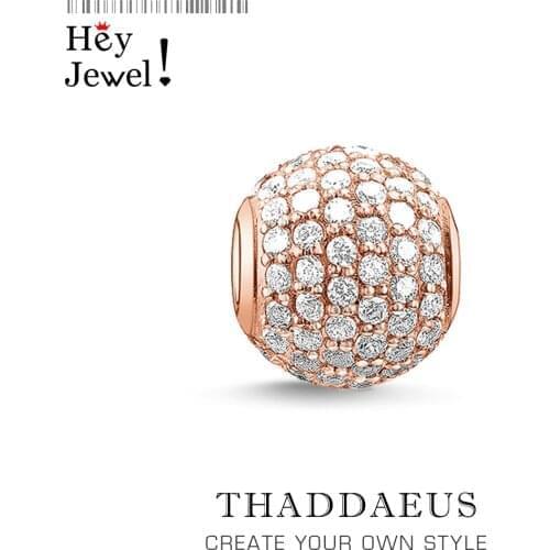 Beads Pink Pave,Rose Pure Gold Color Beads Fits Bracelet Necklace 2017 Brand New Europe Jewelry Accessories Gift For Women & Men