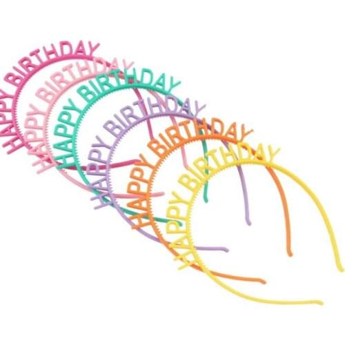 Children Girls Princess Happy Birthday Headband Kids Headwear Hair Birthday Hairbands Party Favors Christmas Halloween