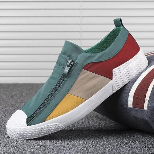 Breathable mesh mens casual shoes Lace-up lightweight outdoor comfortable shoes Mens shoes color matching novel canvas shoes