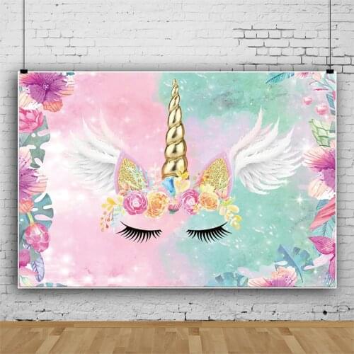 Beautiful Purple Flower Unicorn Children Background Decoration Photography Studio Kids Birthday Party Photo Backdrop Cloth