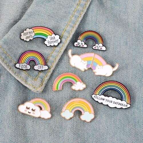 Creative Rainbow Bridge Set Brooch for Woman Alloy Badges Collar Enamel Pin Brooches Clothes Metal Pin Jewelry Accesorios
