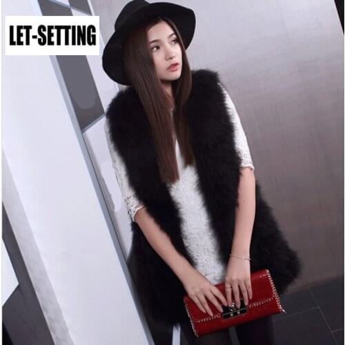 LET-SETTING hot sale fall and winter Large size ostrich fur grass vest ladies sleeveless