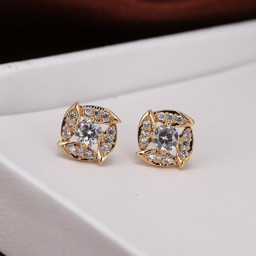 DE240 Fashion Delicacy 4A Zircon Windmill Geometry Ear Stud GIRLS Gift Party Banquet WOMENS Jewelry Earrings 2021