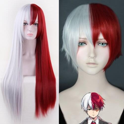 My Boku no Hero Academia Shoto Todoroki Shouto Short Sliver White And Red Heat Resistant Cosplay Costume Wig