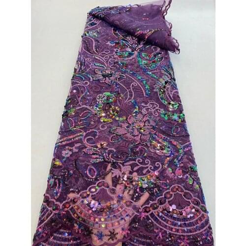 Nigerian African Sequins Lace Fabrics 2021 High Quality Lace French Tulle Lace Fabric For Wedding Party Asoebi
