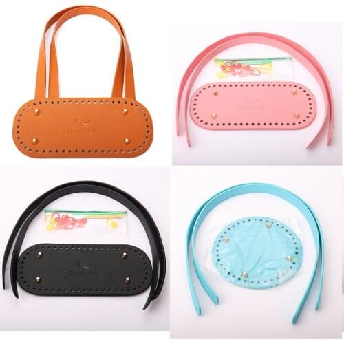 New Set PU Leather Bag Bottom Oval Shaper Cushion Pad Thin Straps Tool for Making DIY Shoulder Handbag Purse With Rivet Holes