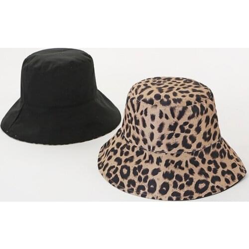 2021 Summer Leopard Bucket Hat Women Men Fashion Hip Hop Reversible Fisherman Hat Bob Ladies Girls Outdoor Shade Panama Sun Hat