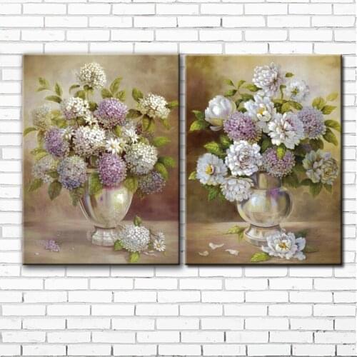 Pastoral purple white flowers scenery canvas printings oil painting printed on canvas living room wall art decoration picture