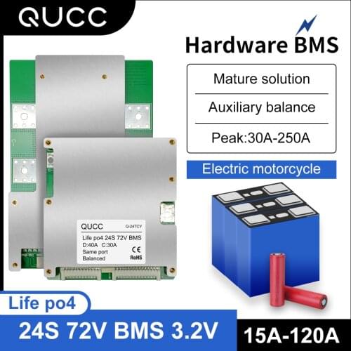 Lifepo4 18650 BMS 72V 24S 30A 40A 50A 60A 80A 100A 120A Lithium Battery Protection Board PCB Equalizer with LED Balance Light