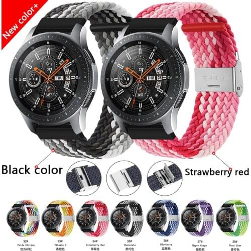 20mm 22mm Bracelet Huawei Watch Length Adjustable Braided Nylon Watchband for Samsung Galaxy Watch Active 2 Watch Strap Band