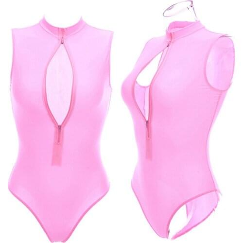 Sexy Teddy Women Erotic Lingerie Sleeveless Zipper Open Chest Bodysuit Romper Babydoll Jumpsuit Leotard Swimwear Zentai Catsuit