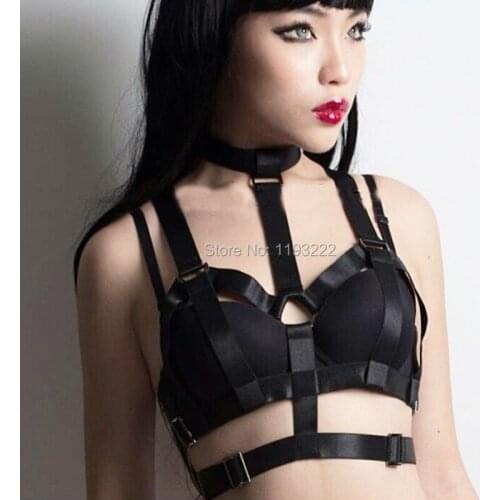 Sexy Punk Goth Harajuku Garters Harness Nylon Elastic 100% HAND MADE Body Chest Belt