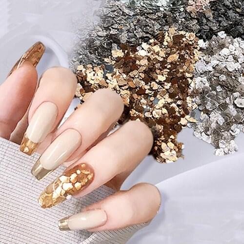 6pcs/set Nail Art Mica Slices Ultrathin Metal Copper Flake Irregular Bronze Gravel Paillette Japan Glitter Manicure Accessories