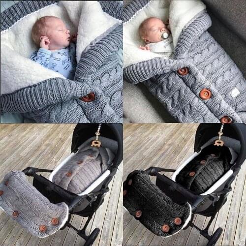 Newborn Baby Sleeping Bags Winter Stroller Wrap Warm Blanket Knitting Swaddle Wrap Toddler Sleeping Bag Pram Handrail Bedding