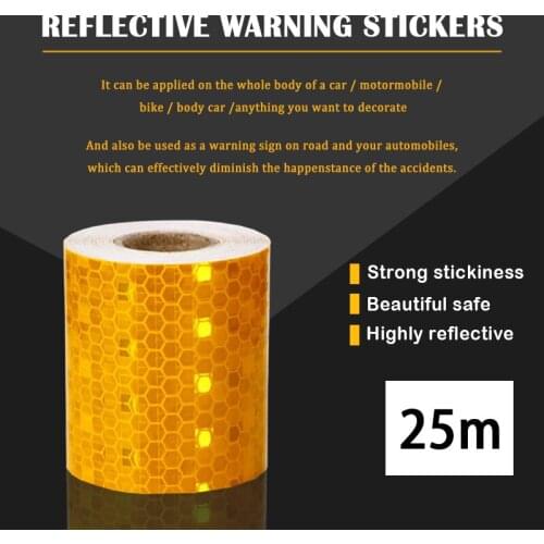 25MX5CM Yellow Car Decoration Reflective Stickers Safety Mark Warning Strips Reflective Film Accessories