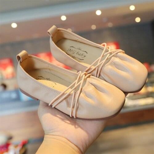 2021 hot Girls sweet dance fashion Cross belt Flat shoes Girl Soft sole princess shoes Childrens spring and autumn shoes