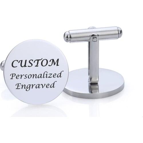 Cufflinks Personalized Engrave Phrase Custom Engraved Wedding Cuff Links Lettles Jewelry Gift for Father Dad Husband Boyfriend