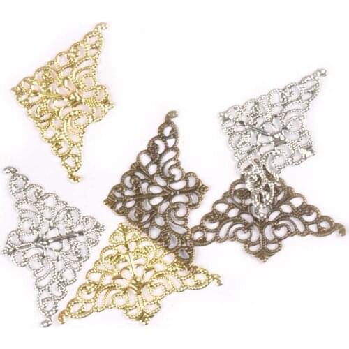 10Pcs Mix Color Metal Crafts Connectors Antique Filigree Wraps Diy Embellishments For Scrapbooking Gift Home Decor 36mm yk0733