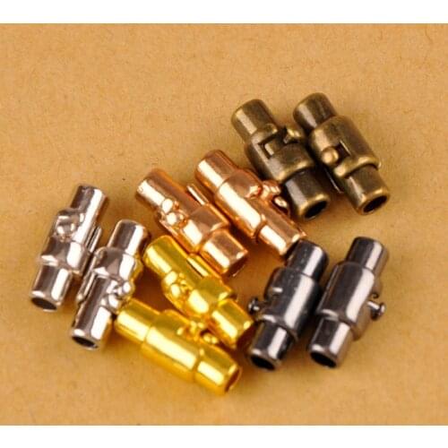 100piece 3mm 4mm 5mm 6mm 7mm 8mm 10mm Hole Magnet Insurance Buckle Tube Hooks Connector End Clasps for Leather Cord Jewelry DIY