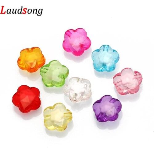 30Pcs 15mm Transparent Mix Color Flower Acrylic Beads Spacer Charms Beads For DIY Jewelry Making Bracelet Necklace Supplies