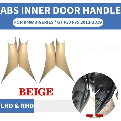 4PCS Car Styling Interior Door Panel Handle Inner Pull Protective Frame Cover Trim Beige For BMW 3/GT 4 Series F30 F35 2013-19