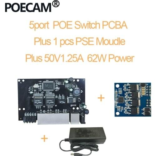 5 port POE switch Module IEEE802.3af USB Hub 960P/1080P HD ip Camera NVR Mini PC Buletooth wifi LED Optional With power adapter