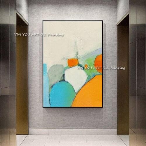 Abstract Simple Colorful Canvas Oil Painting 100% Handmade Modern Home Wall Art Decoration Kids Living Room Office As A Gift