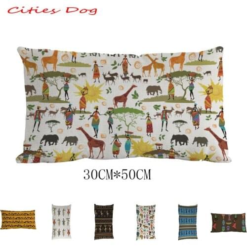 Africa Cartoon geometry pillowcase cushion cover African Impression Exotic 30*50cm cojines decorativos para sofa Lumbar pillow
