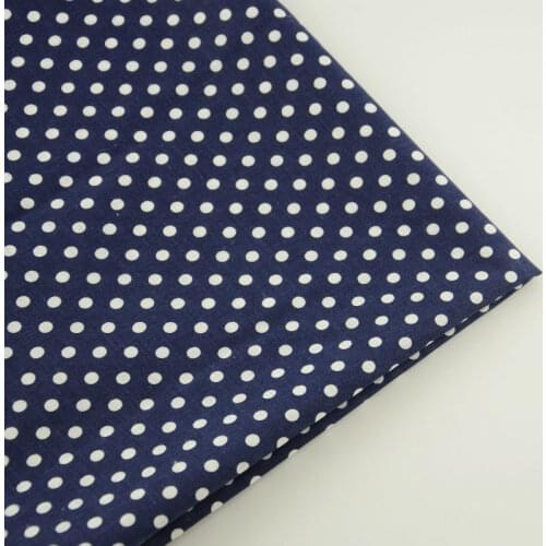 White Dots Dark Blue Cotton Fabric Sewing Cloth Craft Cute Art Work Decoration Tissue Home Textile Patchwork 2016 News Curtain