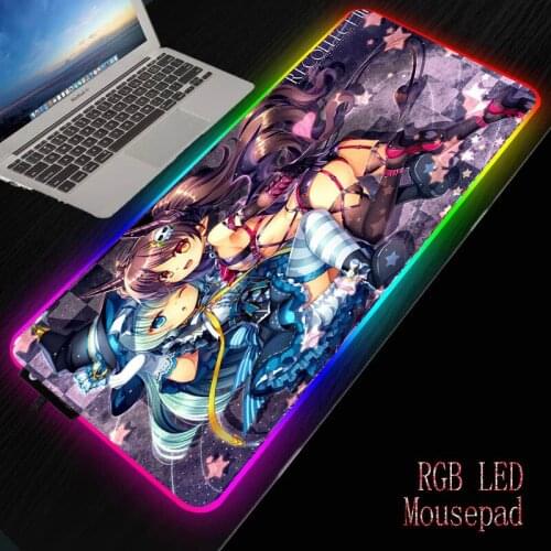 MRGBEST Anime two Sexy Girl Large Gaming Mouse Pad RGB USB LED Keyboard Mousepad Mice Mat 7 Lighting Modes For Computer Laptop