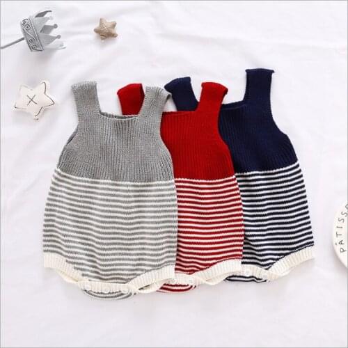 Baby Knitting Rompers Cute Overalls Newborn 0-24M Baby Girls Boys Spring Autumn Clothes Infantil Babies Sleeveless Jumpsuit