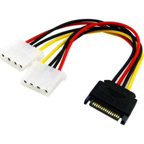 Dual 2 port IDE 4Pin Female to SATA 15p Male Y Splitter 20cm Power supply Extension Cable for 2.5 Hard Disk Drive HDD