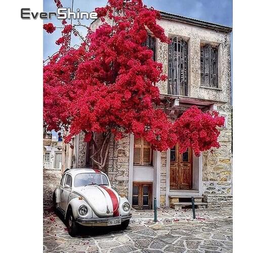 EverShine Full Square Diamond Painting Building Diamond Embroidery Car Picture Mosaic Scenic Cross Stitch New Arrival Wall Art