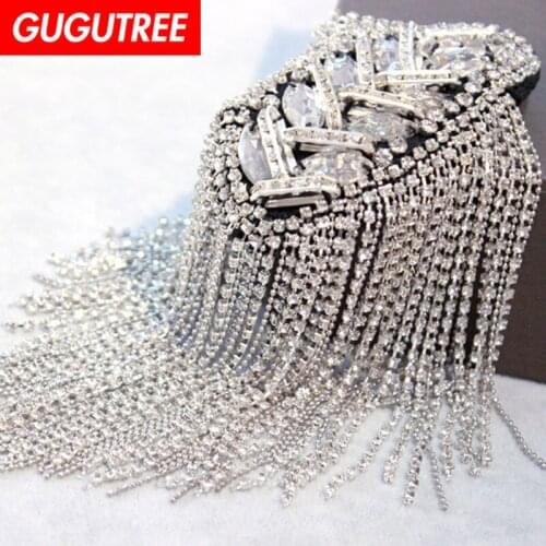 GUGUTREE brooch breastpin tassels shoulder board patch metal patches badges applique patches for clothing CH-11