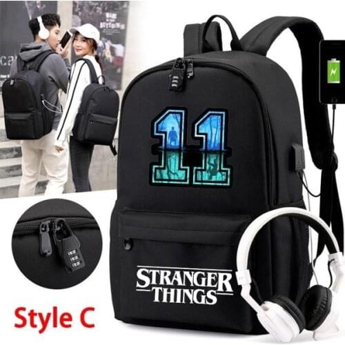 New Stranger Things Canvas Backpack School Bags for Girls College Students Laptop Backpack Leisure Chain Travel Rucksack