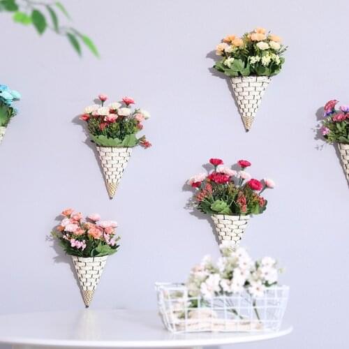 Artificial flower wall hanging basket indoor wall decoration hanging wall silk flower decoration home hotel wall flower