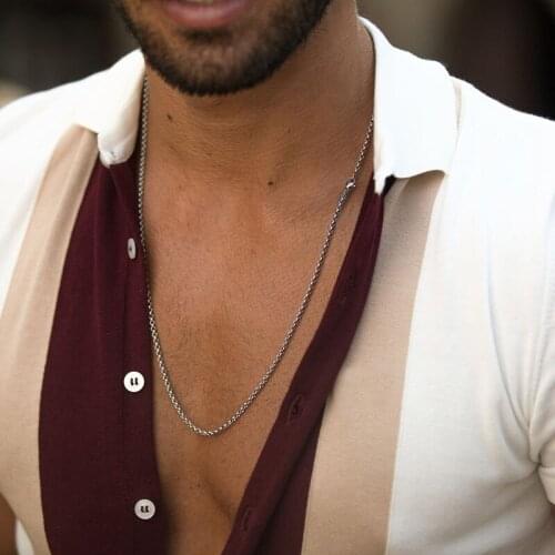 BELCHER STYLE CHAIN NECKLACE STAINLESS STEEL THICK GOLDEN ROUND BOX LINK LONG NECKLACES FOR MENS JEWLERY