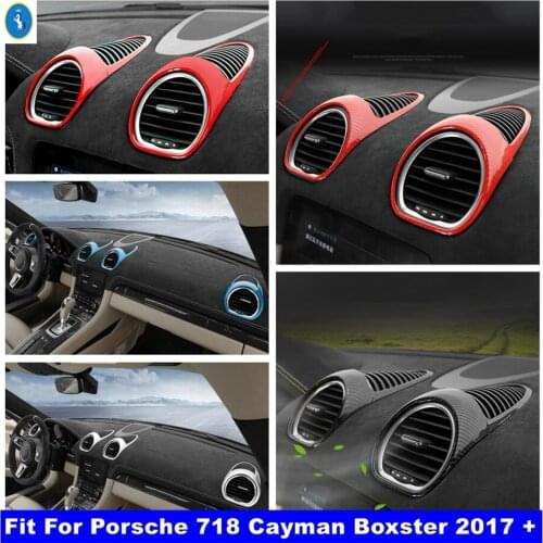 Red / Blue / Matte / Carbon Fiber Dashboard Air Conditioning Outlet Vent Cover Trim For Porsche 718 Cayman Boxster 2017 - 2021