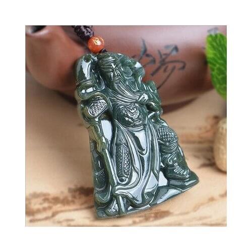 Natural Hetian Jade Black Brotherhood Guan Gong Pendant, exquisite jewelry, best gift for men and women