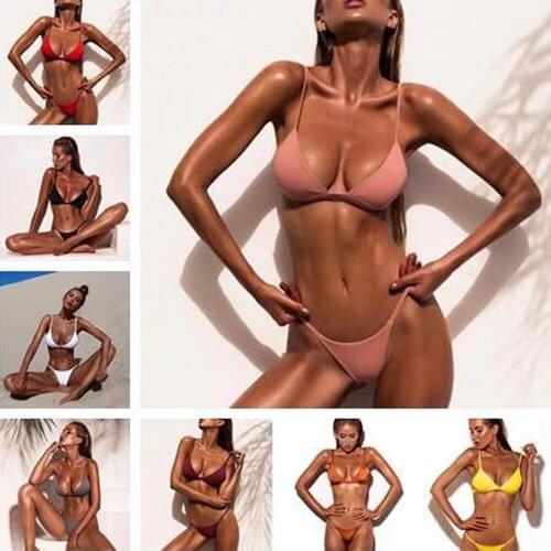 Summer swimwear Sexy Fashion Women Push-Up Padded Bra Beach Bikini Set Swimsuit Two Piece Low Waist Swimwear Badmode