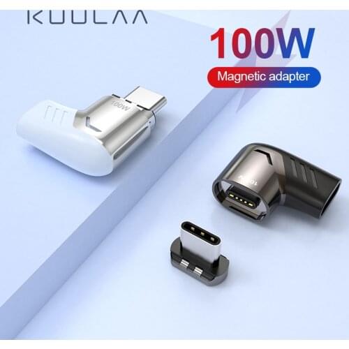 KUULAA Type C Magnetic Adapter Type-C Male To USB C Female Magnet Connector For Mackbook Pro Huawei 100W USB Convert